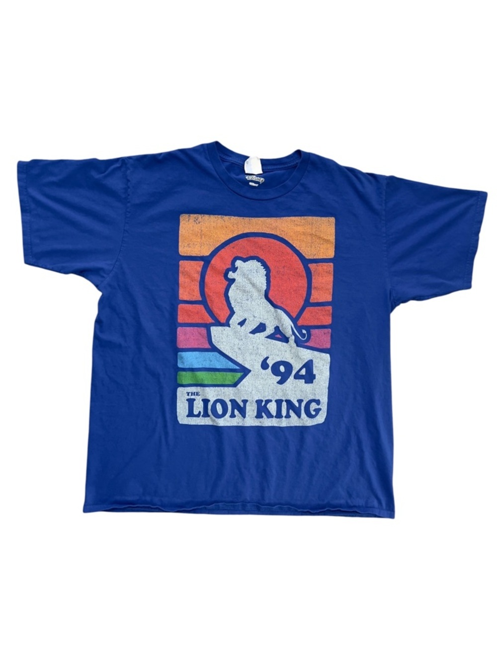 Disney The Lion King 94 Pride Rock Sunset Retro Graphic Tee Blue T-Shirt Size XL